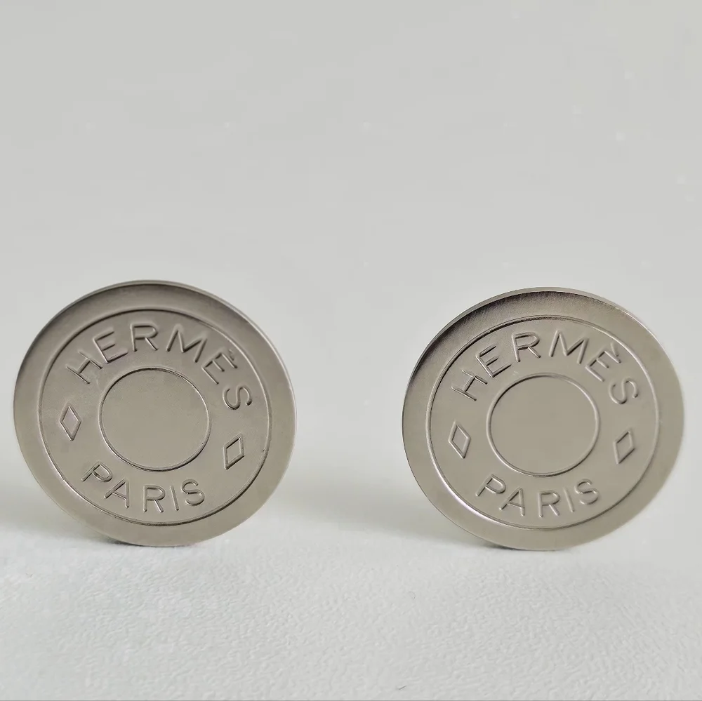 Hermès Clou de Selle Silver-tone Clip-on Earrings - Picture 3 of 6